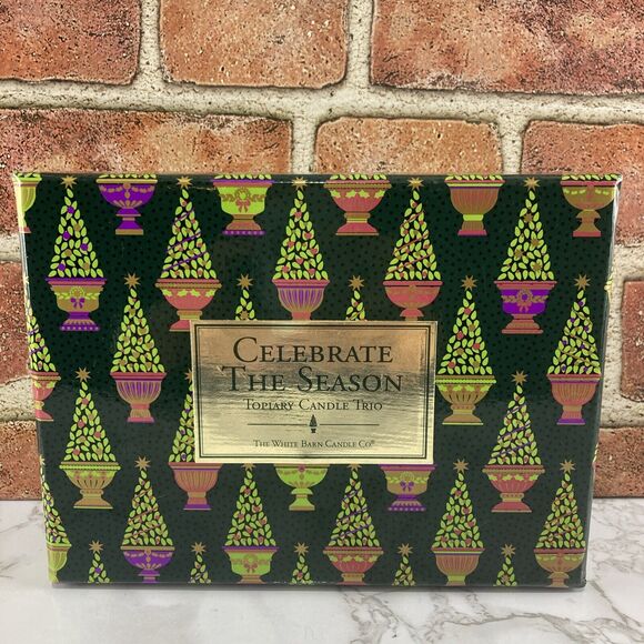 Christmas Topiary Candle Trio by The White Barn Candle Co. Santa Snowman Holiday - Picture 3 of 13